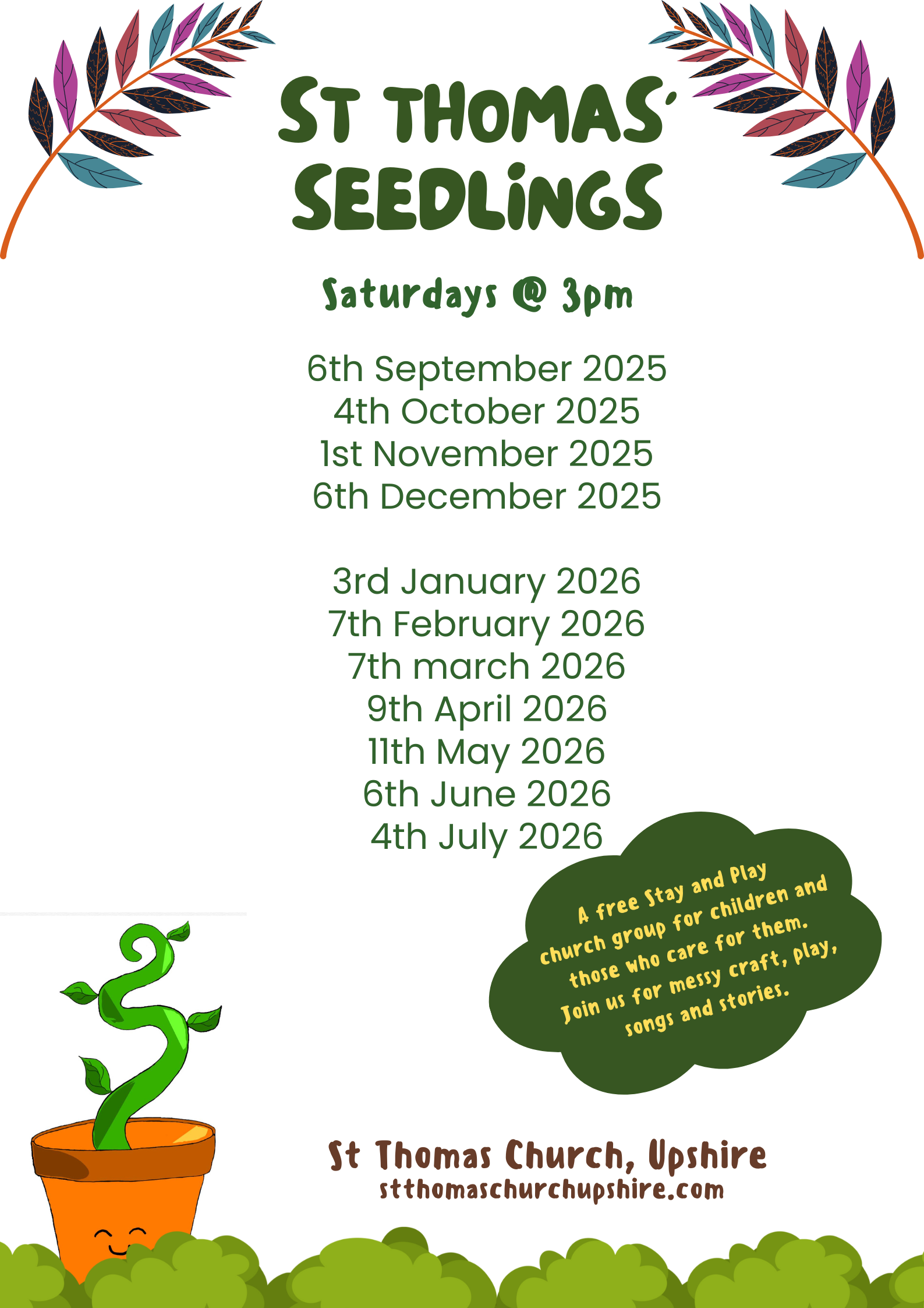 Messy Church Dates for 2025/2026